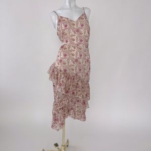 Floral plisse dress with ruffles